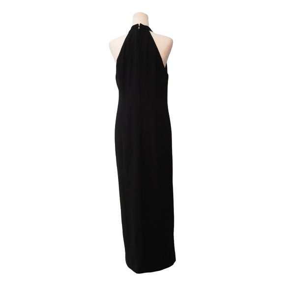 Vintage Black Formal Dress with Rhinestone Collar Sleeveless Long Length Sheath - Picture 6 of 10